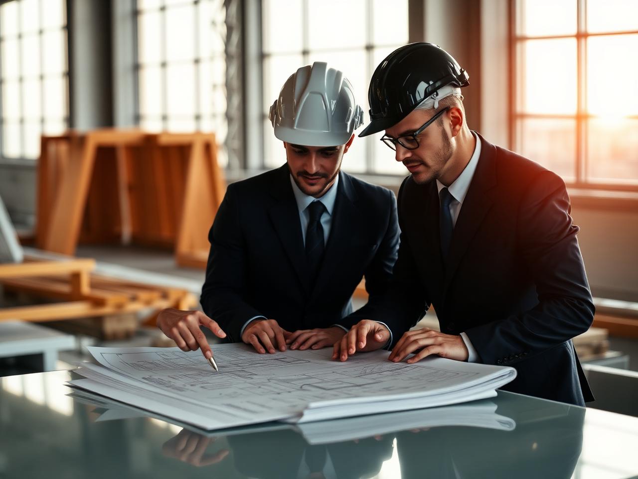 Erdemir İnşaat mühendisleri proje planlarını inceliyor